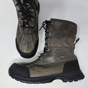 UGG BUTTE COLD WEATHER WATERPROOF MID BOOTS BROWN GRAY SHEARLING MENS SIZE 8.5